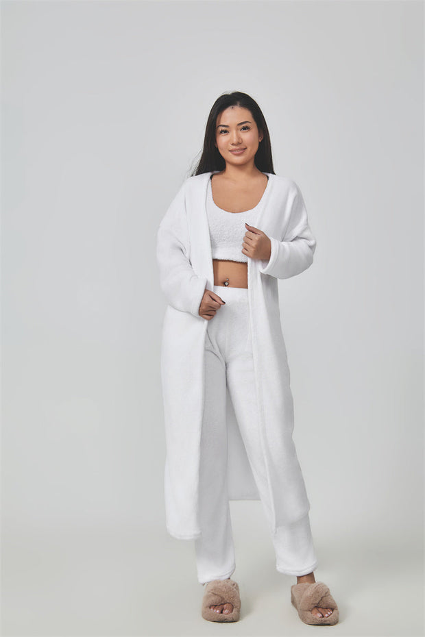 Cozy pajama set, 3 piece lounge set, cute loungewear, warm suit sets, matching set, lounge set, 3 piece pant sets, women winter dress