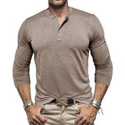 Men's Long-sleeved Henry Collar T-shirt