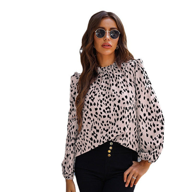 Half-high Collar Long Sleeves Pullover Temperament Commute Top Shirt