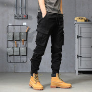 Multi-pocket casual trousers loose tappered