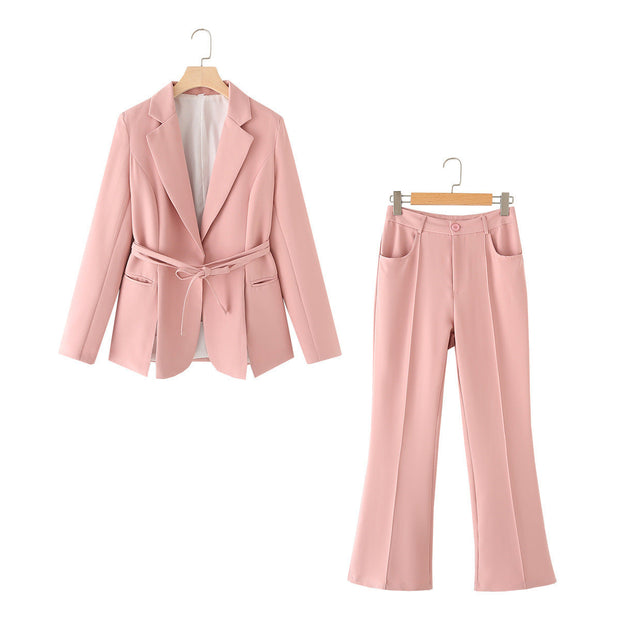 Fashion Temperament Series Belt Suit Pants Suit