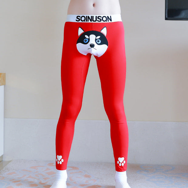 Cute Dog Print Leggings Winter Warm Innerwear Cotton Pants