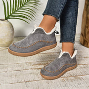 Velvet Flat Snow Boot Casual Warm Solid Suede Cotton Shoes