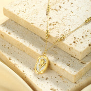 Simple Rose White Shell Pendant Necklace For Women