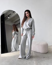 Spring Fashion Solid Color Zipper Cardigan Straight-leg Pants Women