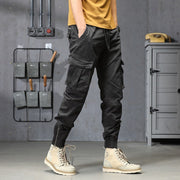 Multi-pocket casual trousers loose tappered