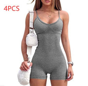 Spaghetti Strap Shorts Jumpsuit Sports Yoga Workout Tight Romper Women Fashion Fitness Sportwear