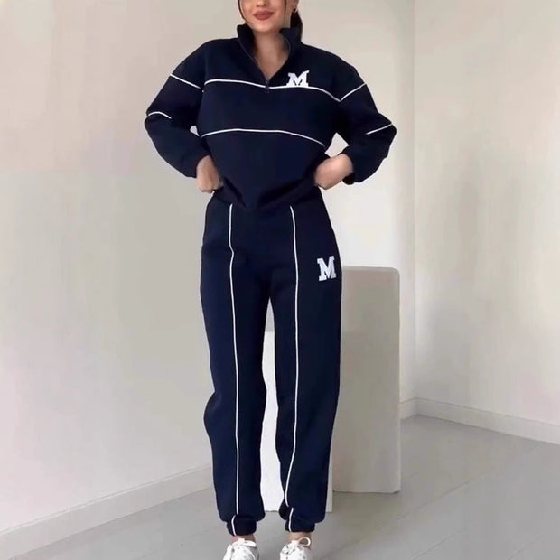 Sweater Letter Long Sleeve Sports Suit