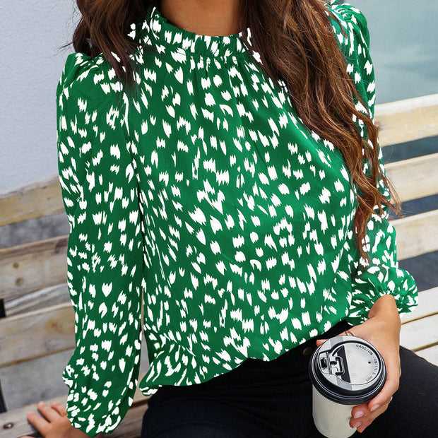 Half-high Collar Long Sleeves Pullover Temperament Commute Top Shirt