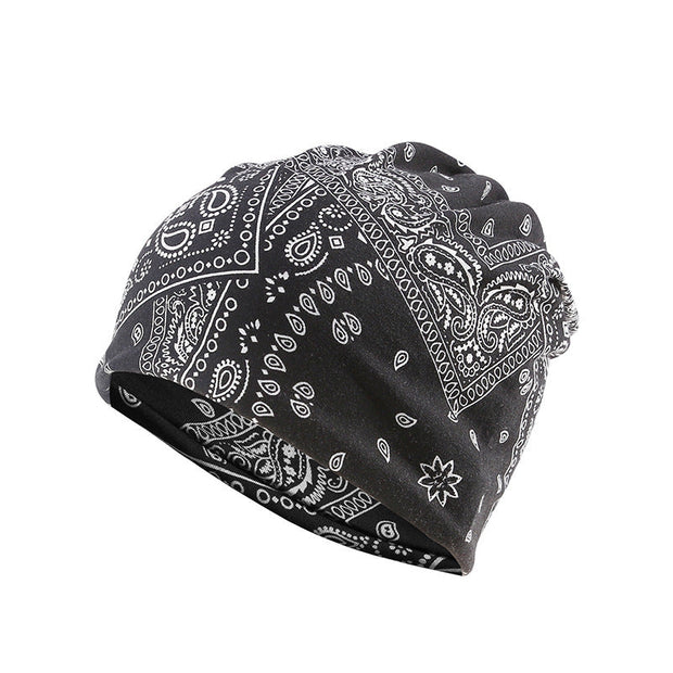 Winter Windproof Earmuff Head Hat Cashew Flower Print Pile Hat Men