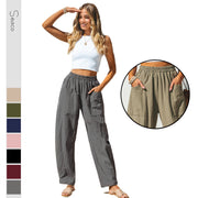 Women's Cotton And Linen Casual Pants Vacation Style