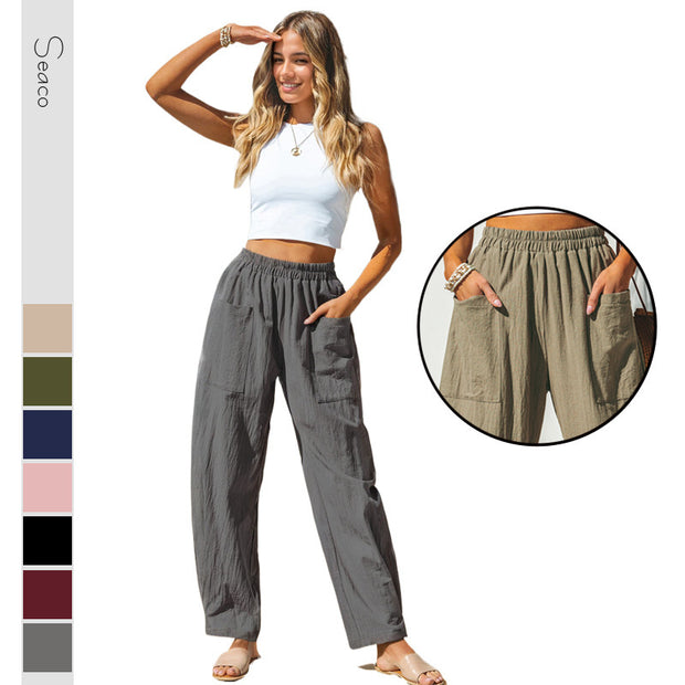 Women's Cotton And Linen Casual Pants Vacation Style